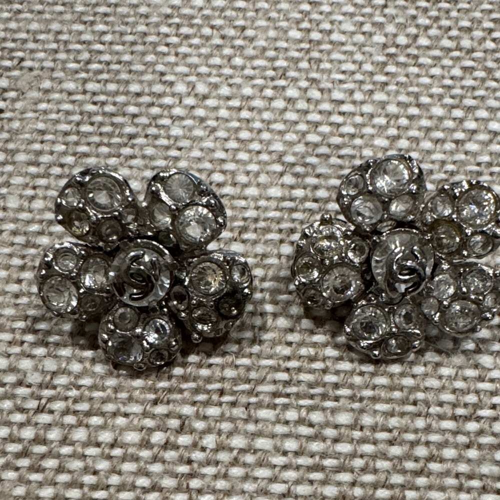 Elegant Silver Crystal Floral Earrings